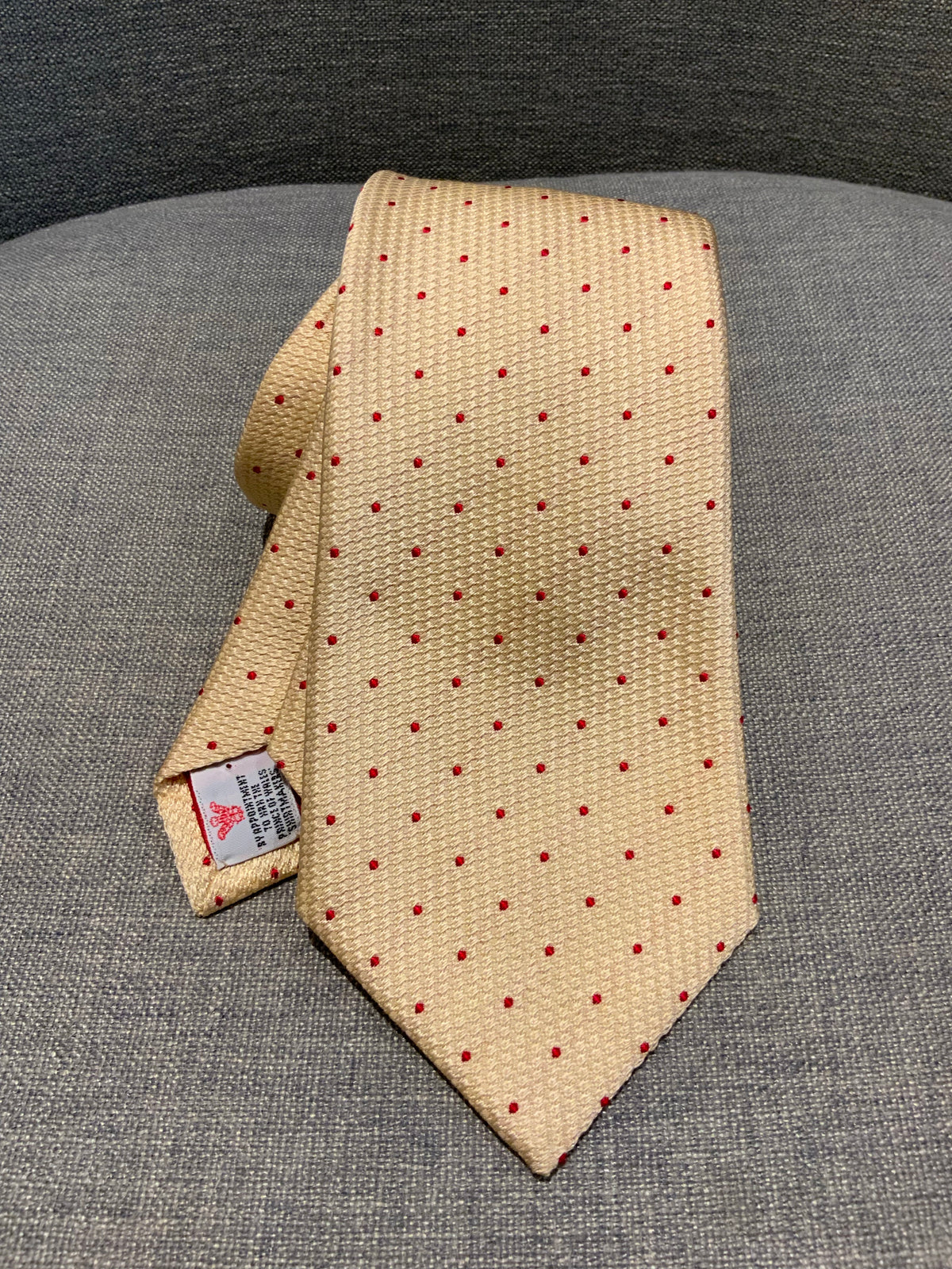 TURNBULL & ASSER Mens Yellow Jacquard Polka Dots Tie Handmade men