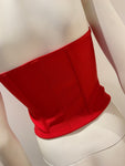 Pretty Little Thing DUSTY RED BANDAGE HOOK AND EYE CORSET Size UK 8 US 4 S small ladies