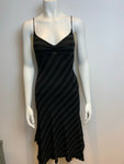 Ella Moss Stripped Black & Charcoal Midi Summer Dress in Prima Cotton Size XS