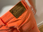 RALPH LAUREN Neon Orange Tompkins Corduroy Skinny Jean Pants Size 25 ladies