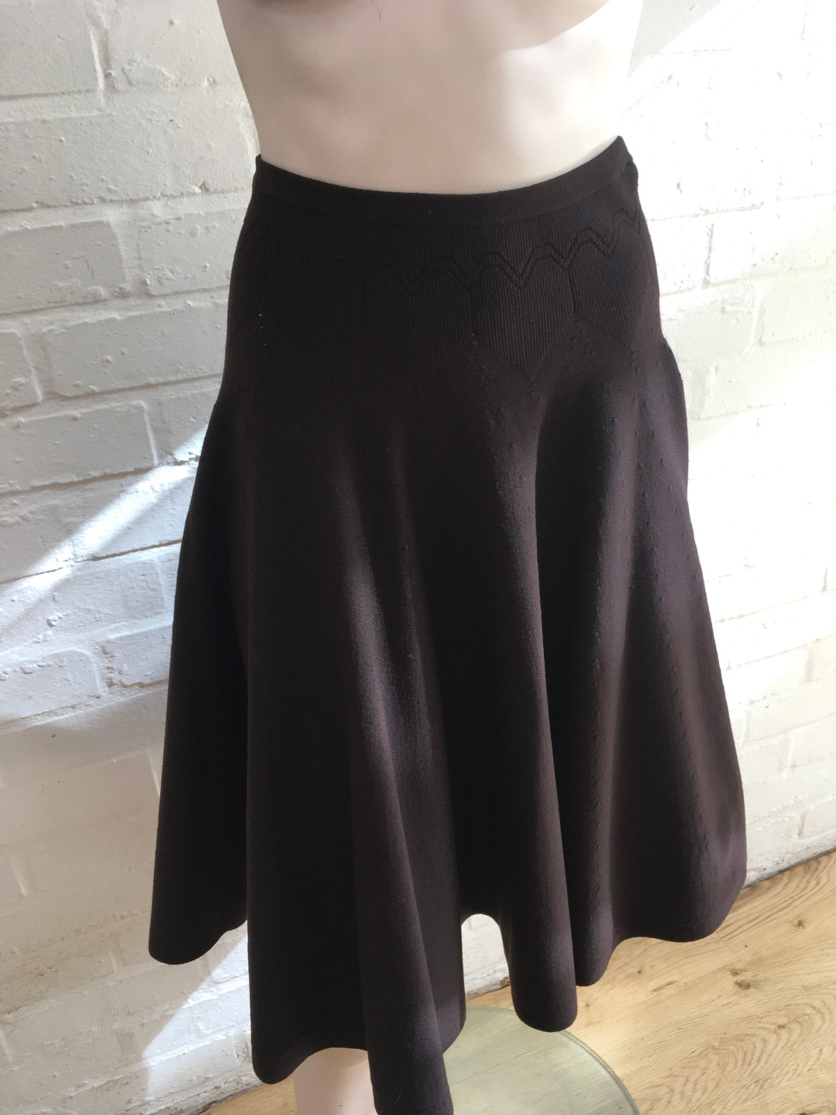 AZZEDINE ALAÏA ALAIA BROWN KNITTED WOOL SKIRT SIZE S SMALL ladies