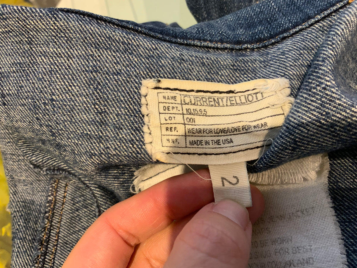 Current/Elliott Current Elliott The Snap Jacket in Loved Wash, Denim Jacket Sz 2 ladies