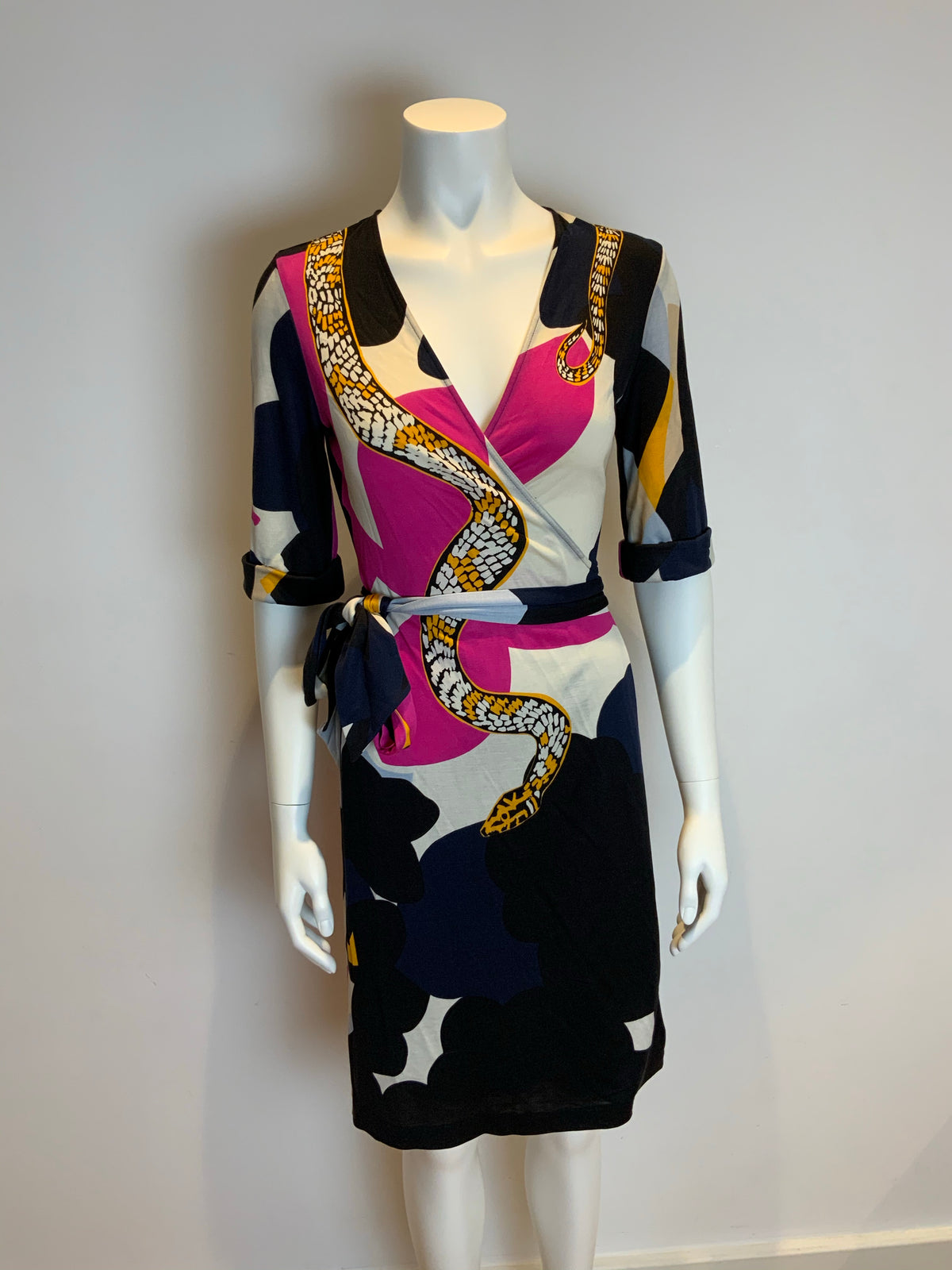 Diane von Furstenberg 'Eve' Snake Print Silk Wrap Dress Size US 10 UK 14 ladies
