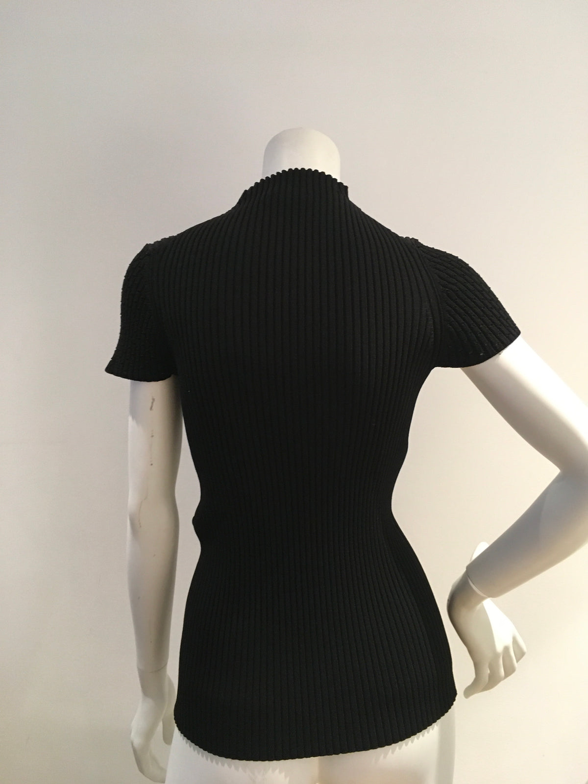 MAJE Black Maestry Mock Neck Top Ribbed Knit Top SIZE 3 Large ladies