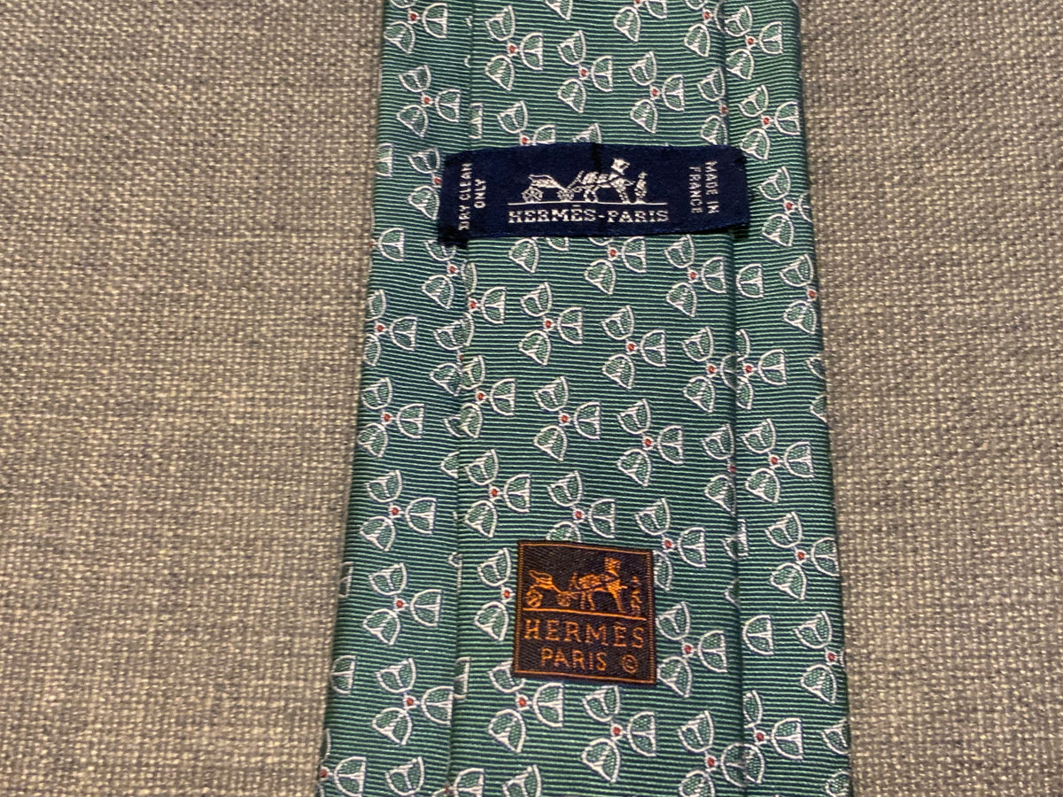 Hermès HERMES Paris Silk 655483 T Green NeckTie 100% AUTHENTIC Men
