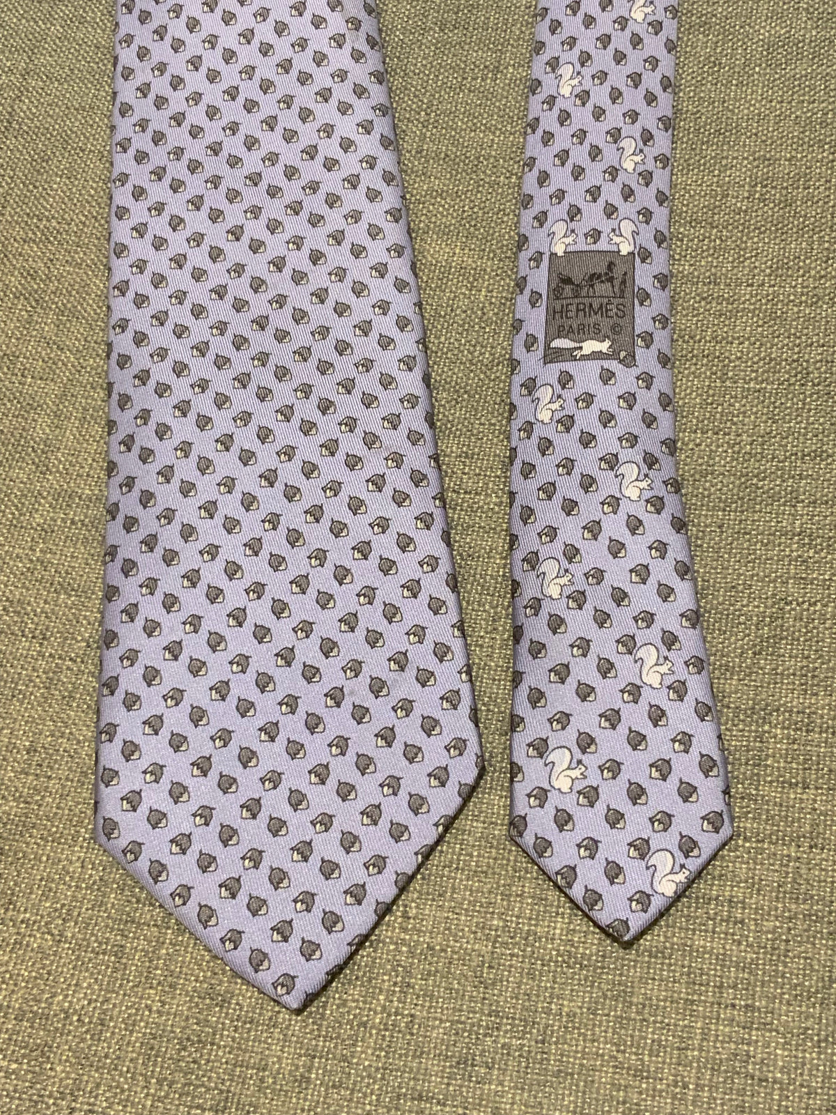 Hermès HERMES Paris 625851 IA Purple 100% Silk Tie “Squirrels” Men