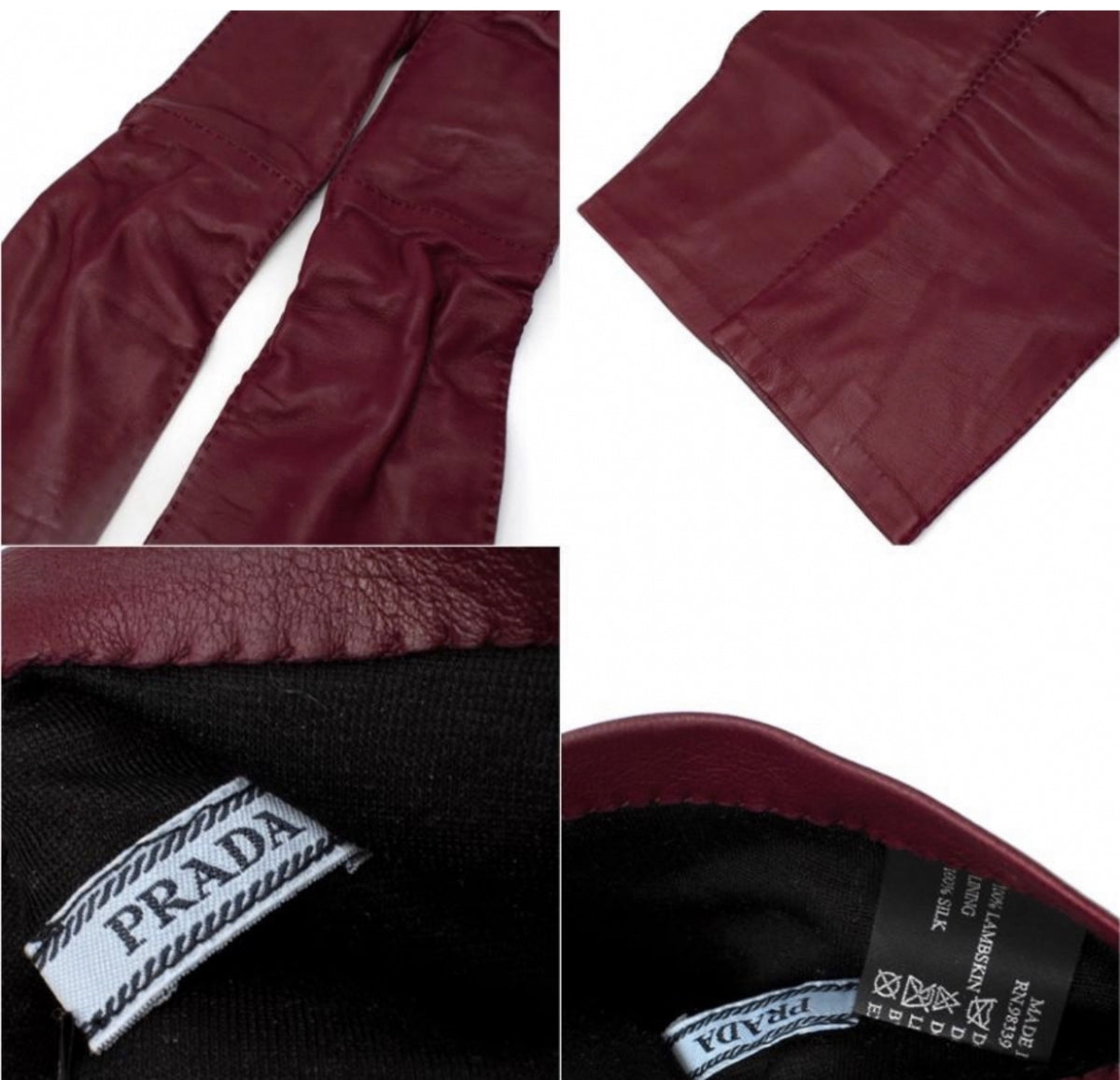 Prada Cerise Buttery Nappa Leather Long Gloves ladies