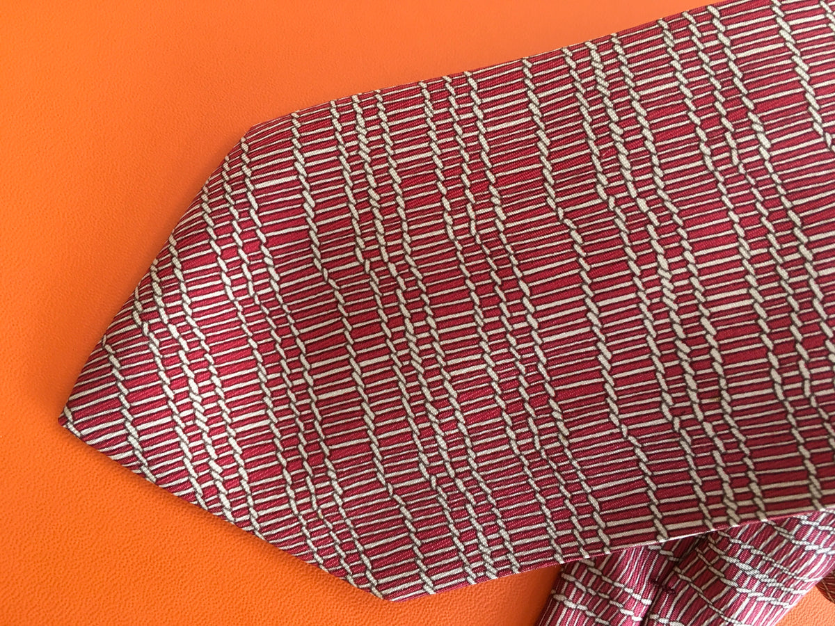 Hermès HERMES Paris Silk Red Print Tie 7820 UA 100% AUTHENTIC Men