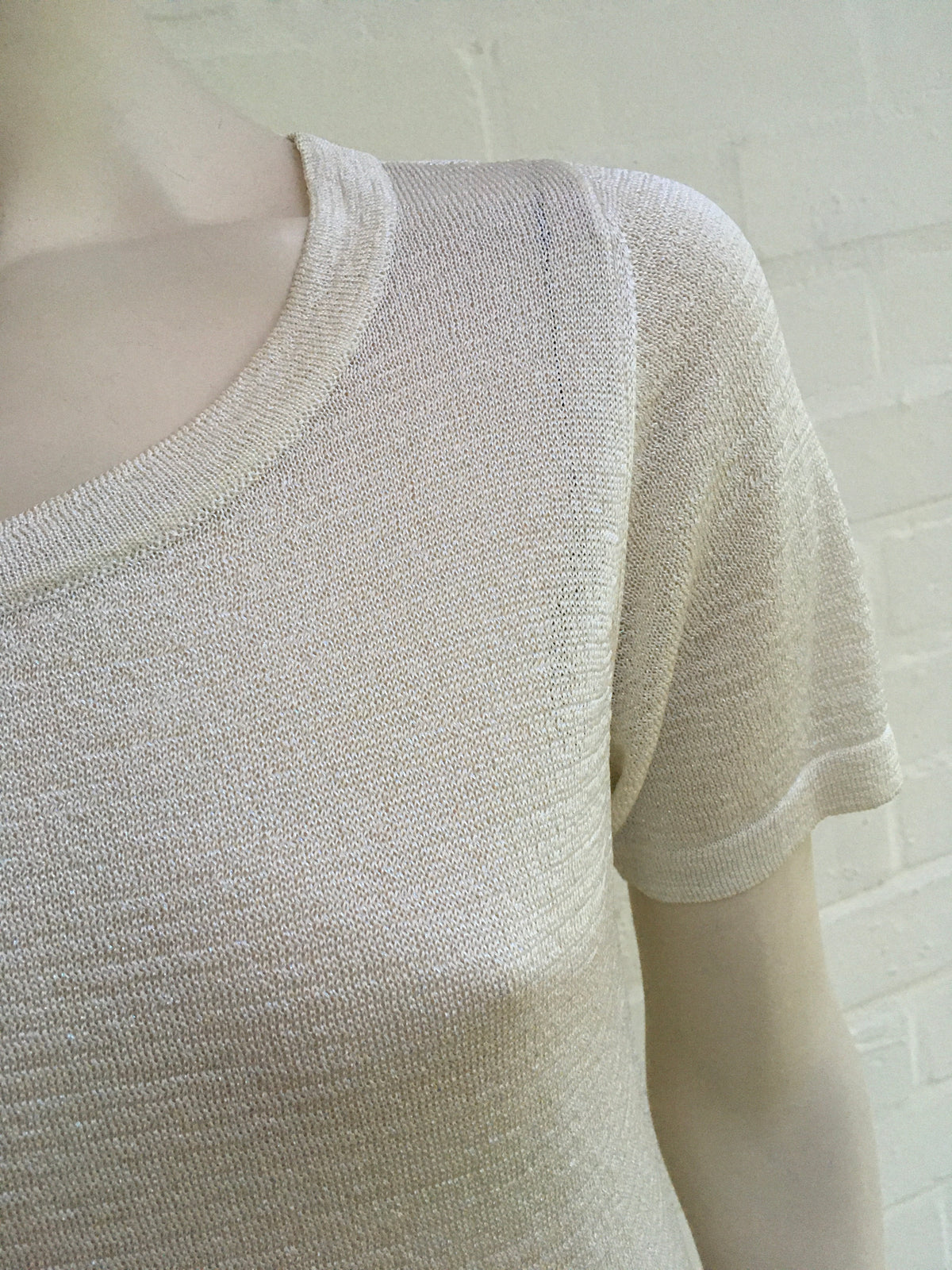 MISSONI White Lurex Thin Knit Top I 44 UK 12 US 8 L Large ladies