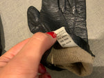 Leather Black Angora Wool Blend Knit Lining Short Gloves Size 7 1/2 ladies