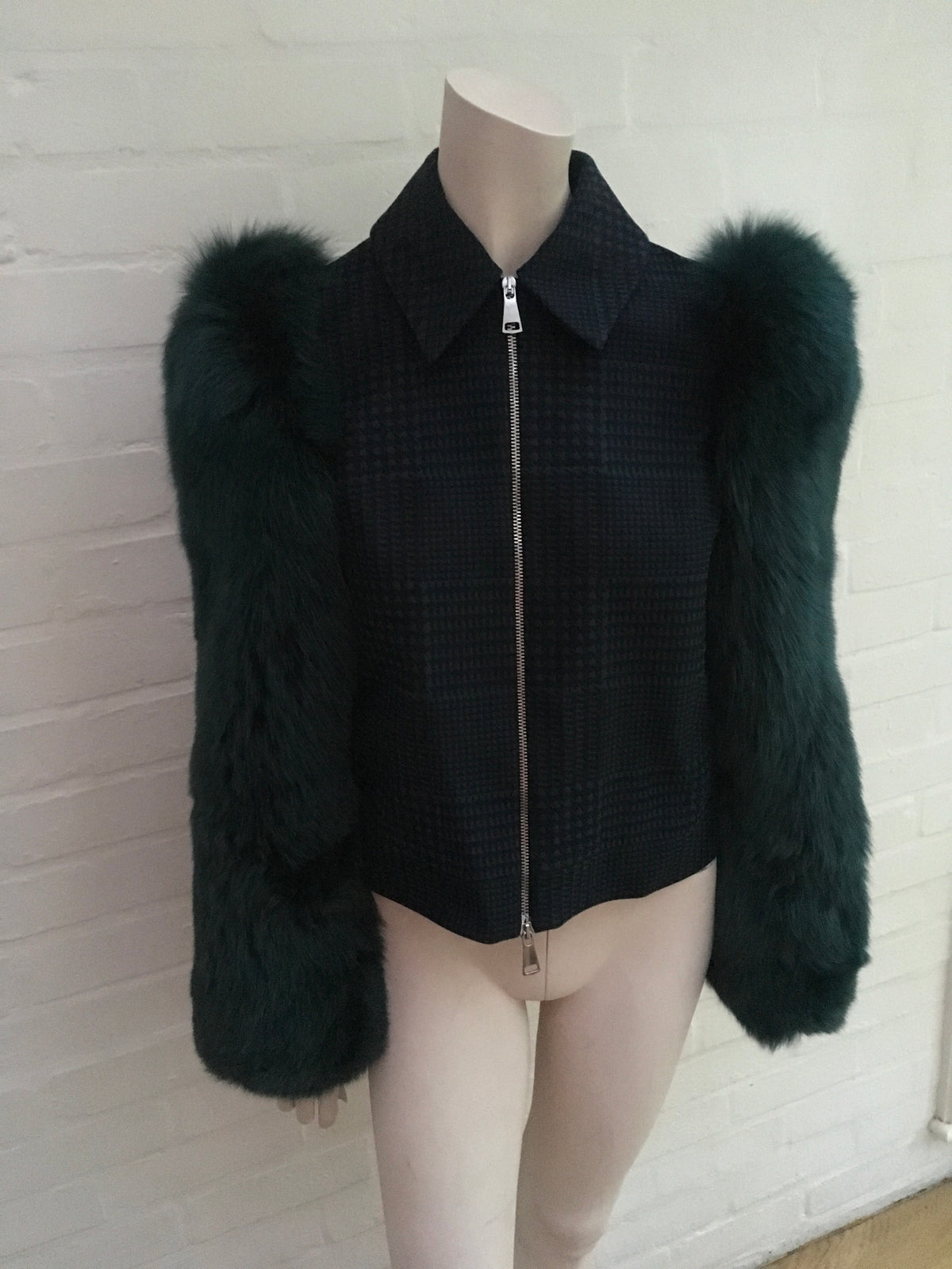 MARY KATRANTZOU Lodger saga fox fur sleeve tulle and wool jacket  Ladies