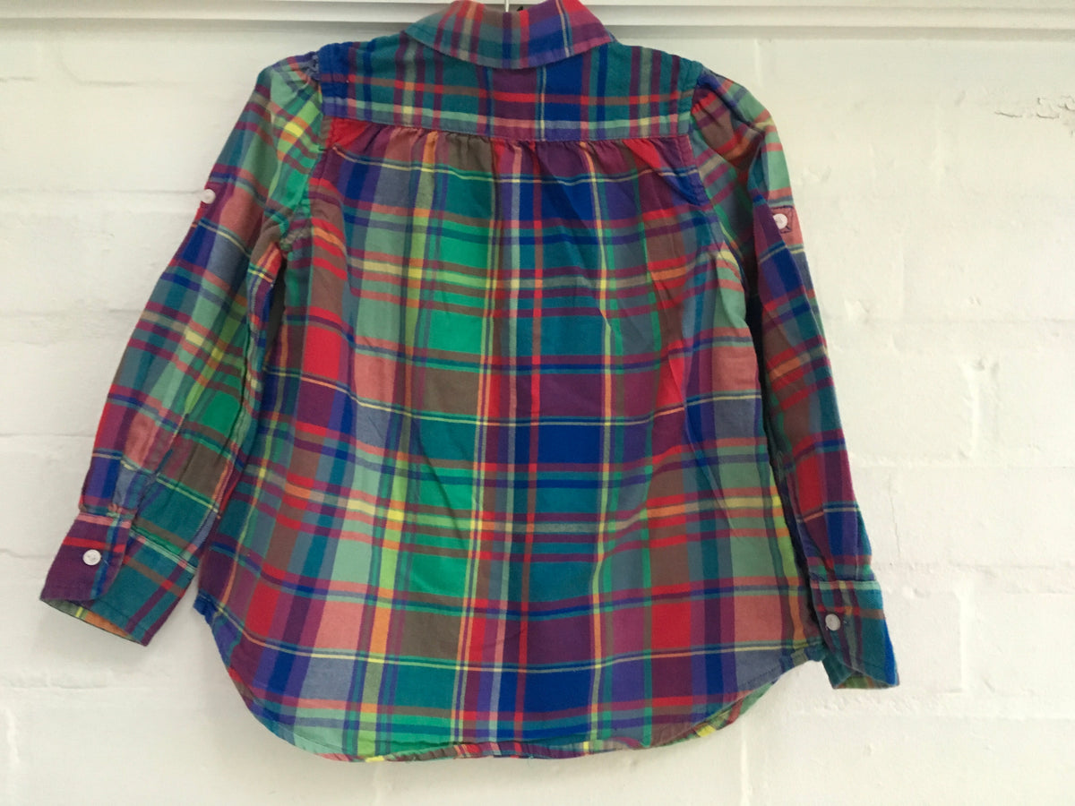 Ralph Lauren Polo plaid ruffle button down shirt 4 years old Children