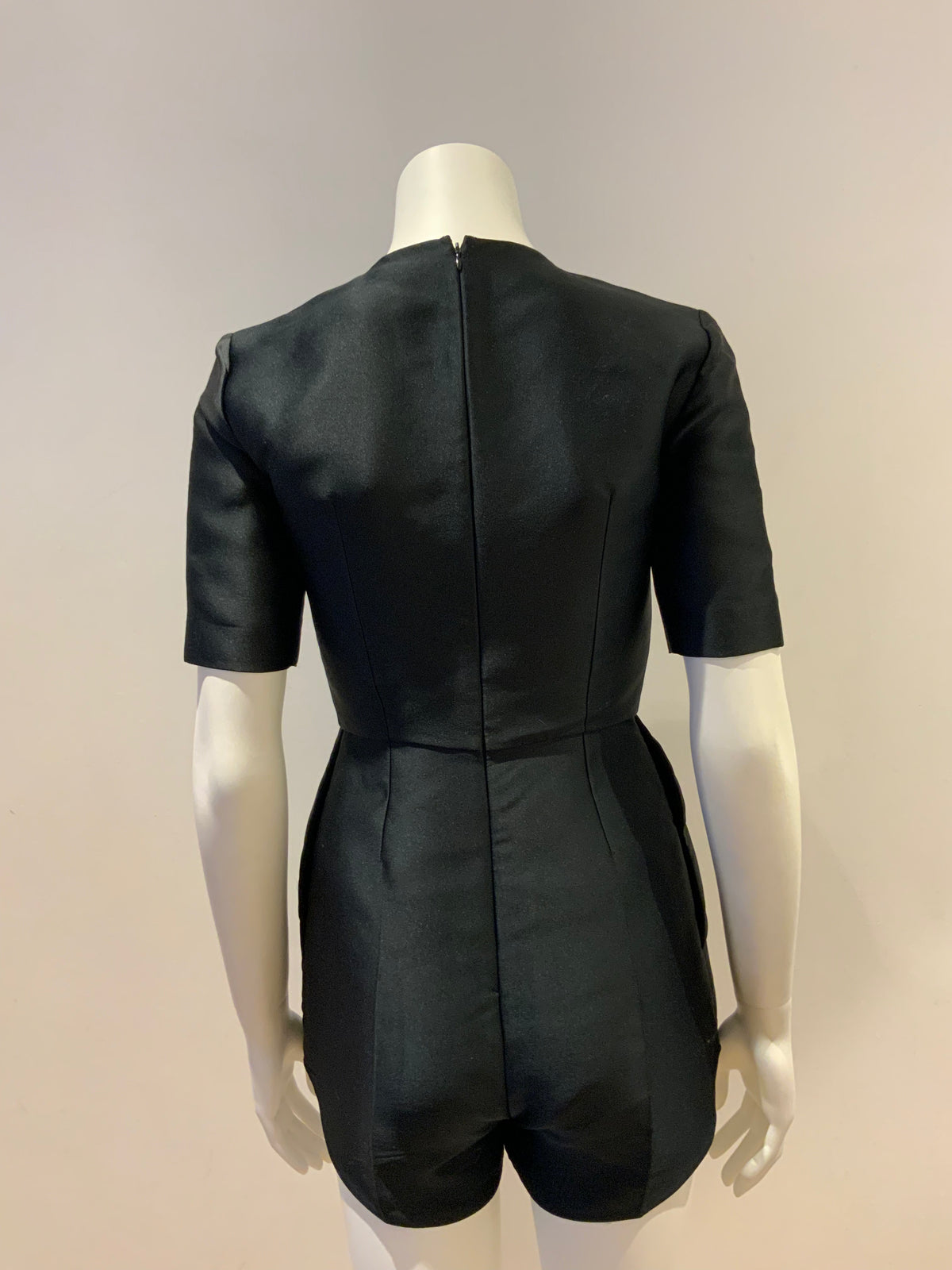 Stella McCartney Pleated Duchesse-satin Playsuit Romper In Black I 36 UK 4 US 0