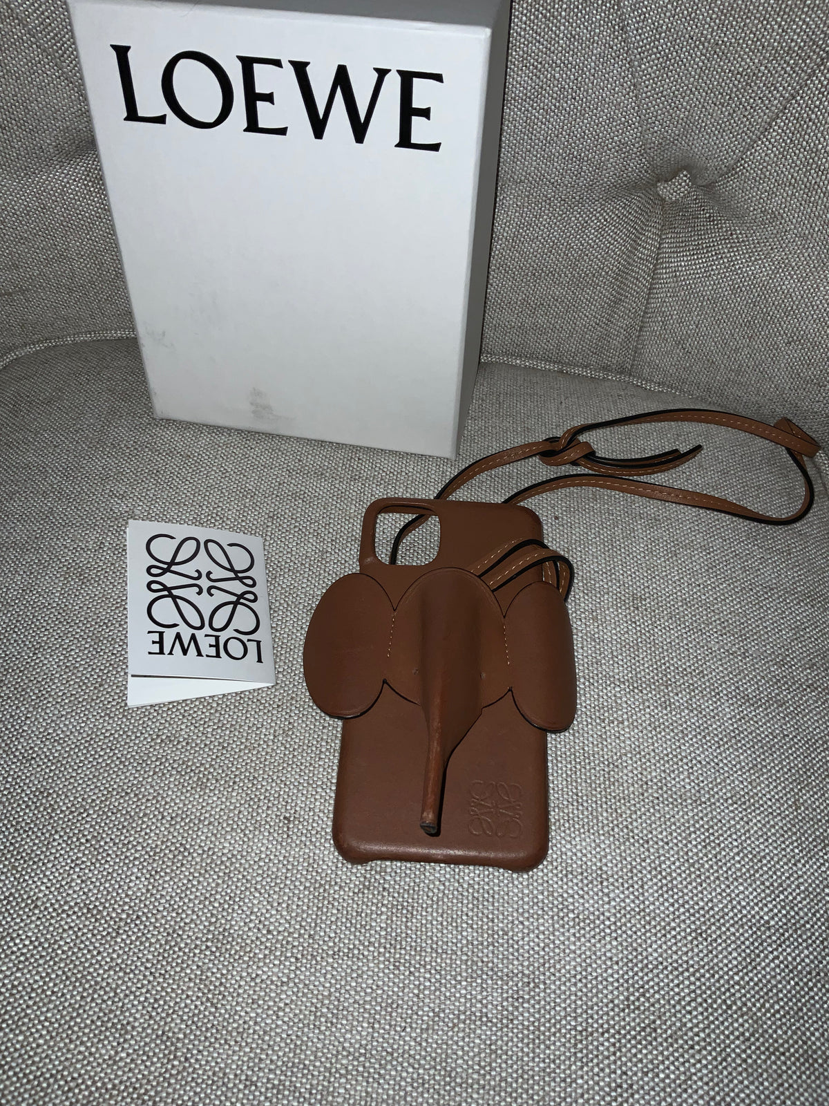 LOEWE Brown Leather Elephant iPhone 11 Pro Case Crossbody ladies
