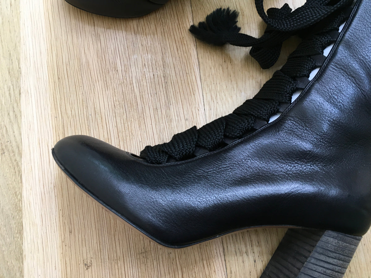 Chloé Chloe Black Leather Mid-Calf Boots Size 35 UK 2 US 5 ladies