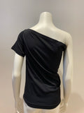 Helmut Lang Black – Womens One-shoulder stretch-jersey top Size L large ladies