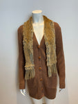 JOSEPH Women’s Cashmere & Wool Knit Cardigan Rabbit Fur Scarf Size M medium ladies