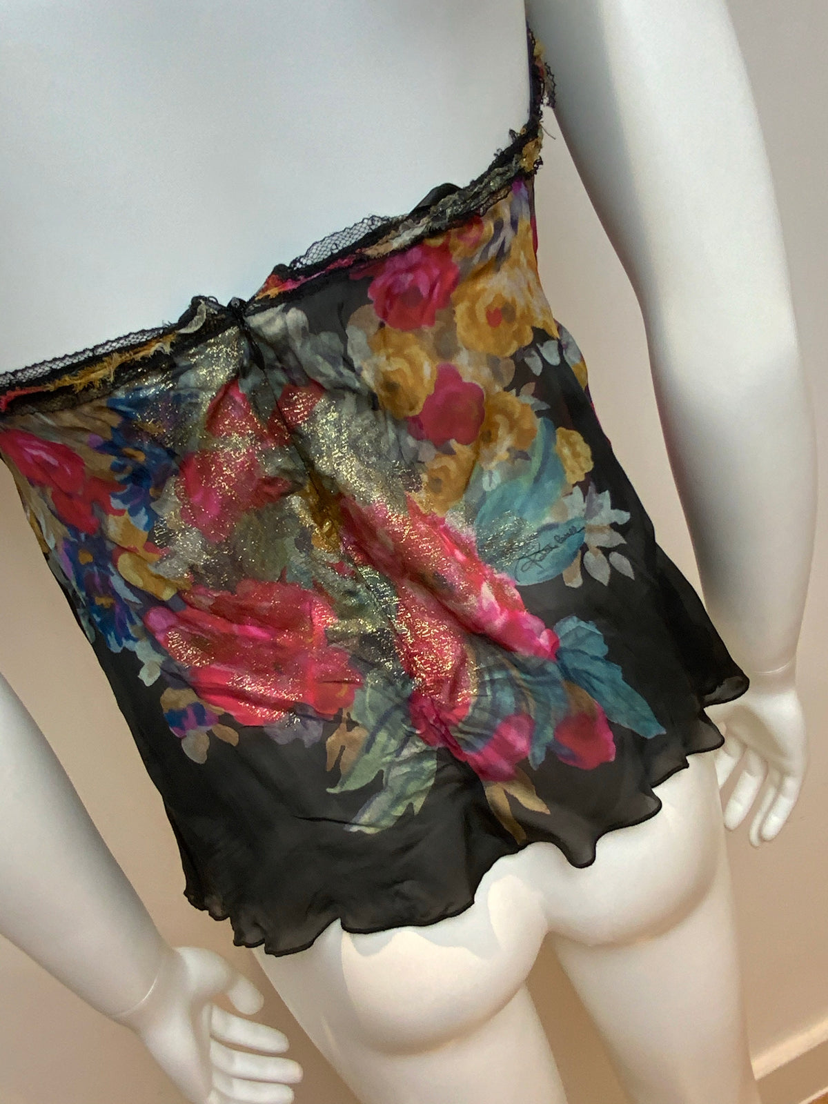 ROBERTO CAVALLI Floral Printed silk-chiffon embellish top Size I 42 UK 10 US 6 ladies