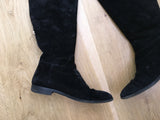 Sergio Rossi Over The Knee Tall Suede Black Boots Size 36 UK 3 US 6 ladies