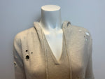 AUTUMN CASHMERE Beige Distressed Hoodie Jumper Sweater Size S small ladies