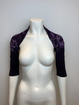 Sheso Purple Floral Knit Bolero Sleeves Cardigan Size XS ladies