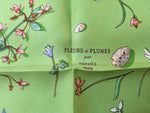 Hermès HERMES Fleurs et Plumes Silk Carre42 Petit Carre Pocket Square Scarf Ladies