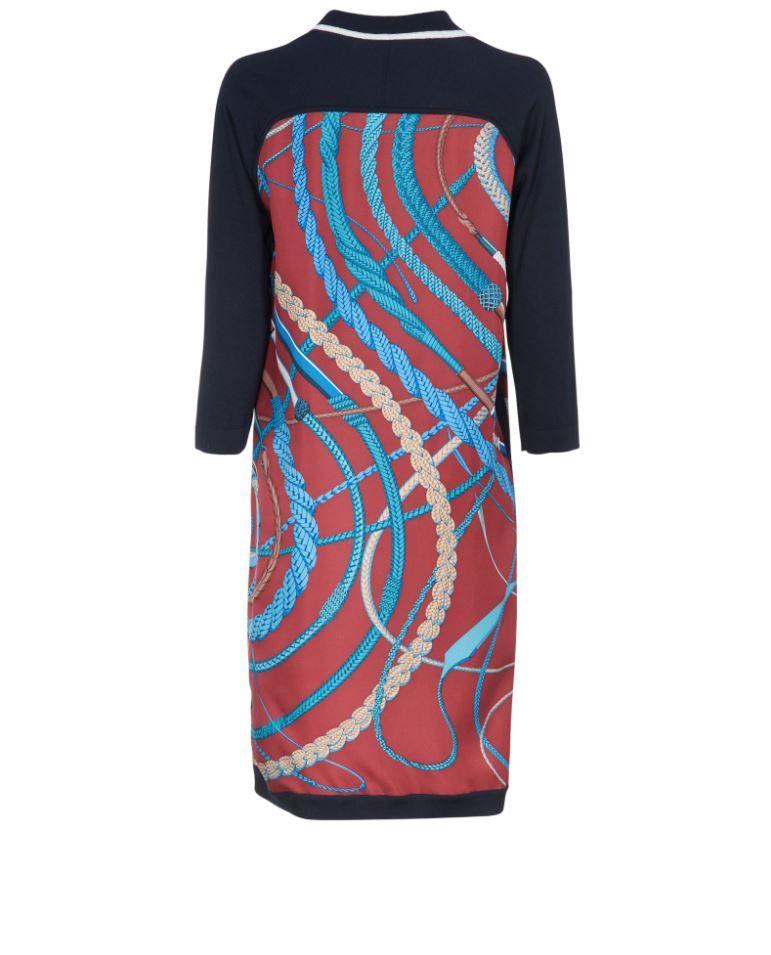 HERMÈS 2021 Black Maroon Fouets Et Badines Print Silk Shift Dress ladies