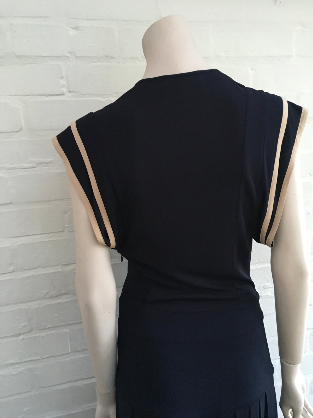 CHLOÉ Pleated Navy Midi Dress Ladies