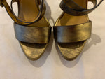 Ralph Lauren Collection Metallic Gold Leather Estrid Platform Ankle Size 39 UK 6 ladies