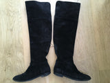 Sergio Rossi Over The Knee Tall Suede Black Boots Size 36 UK 3 US 6 ladies