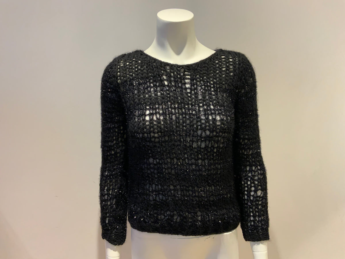 Saint Laurent Black Wool-Mohair open knit pullover sweater SOLD OUT Size S small ladies