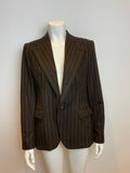 RALPH LAUREN Black Label Pinstriped Brown Blazer Jacket Size US 12 UK16 ladies