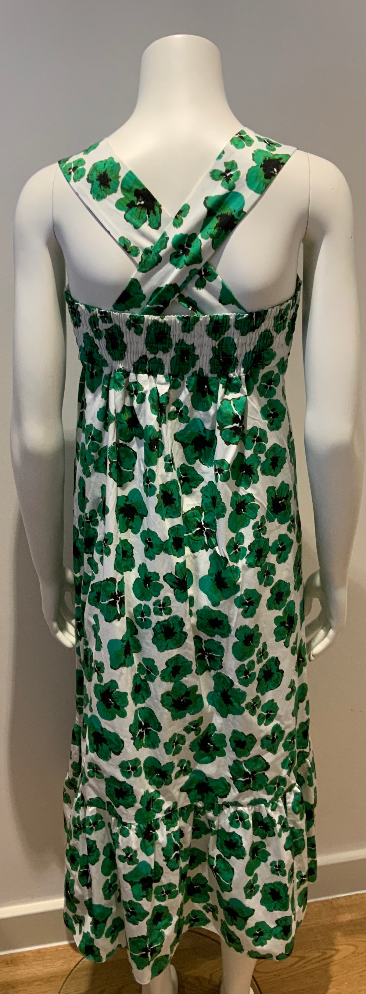 Borgo De Nor Green Mila Cotton Poplin Midi Dress Size UK 12 US 8 ladies