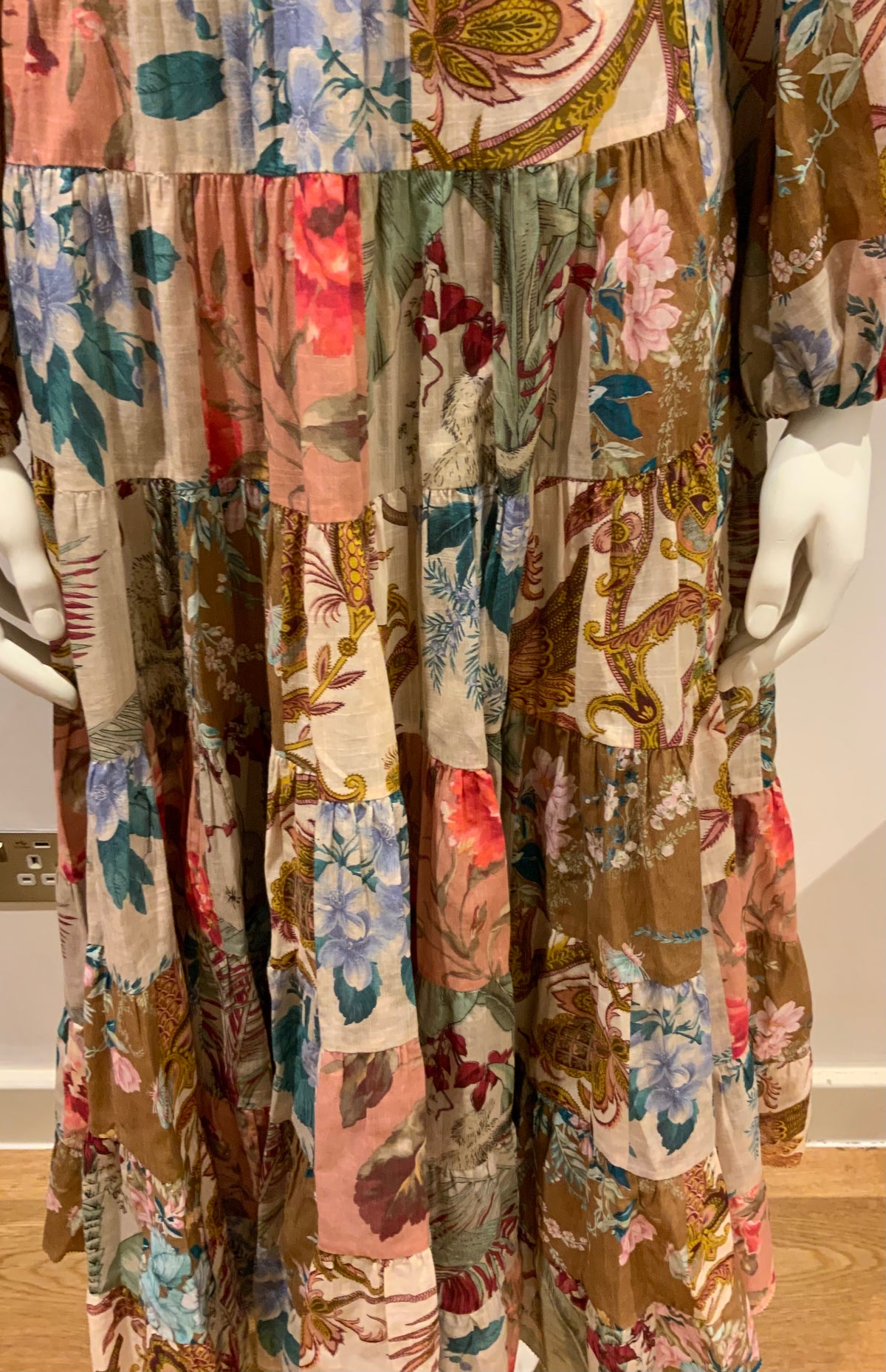 ZIMMERMANN Patchwork Cassia Midi Wrap Dress Size 1 S small