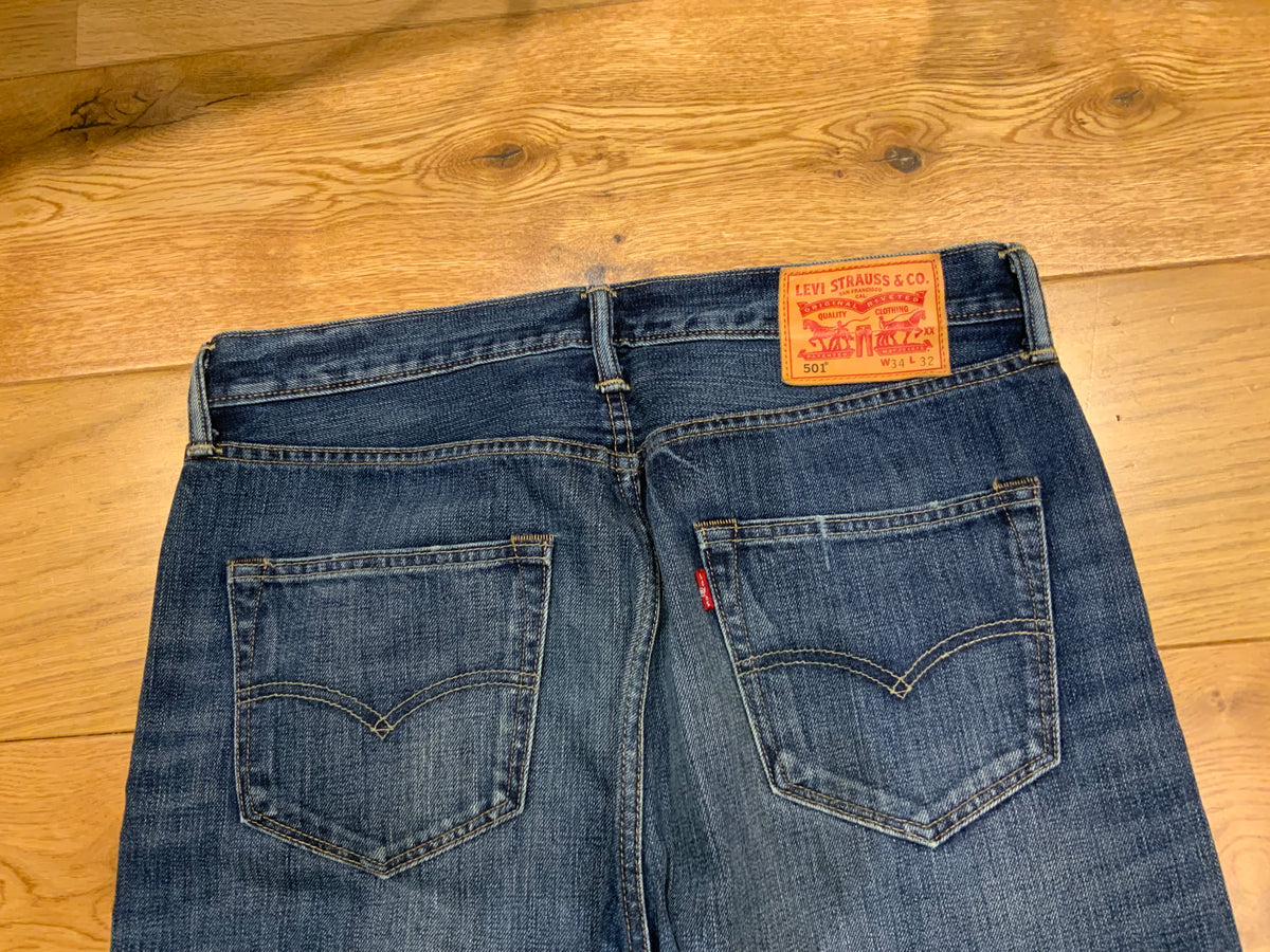 LEVIS 501 BLUE STRAIGHT FIT DENIM MENS JEANS W34 L32 men