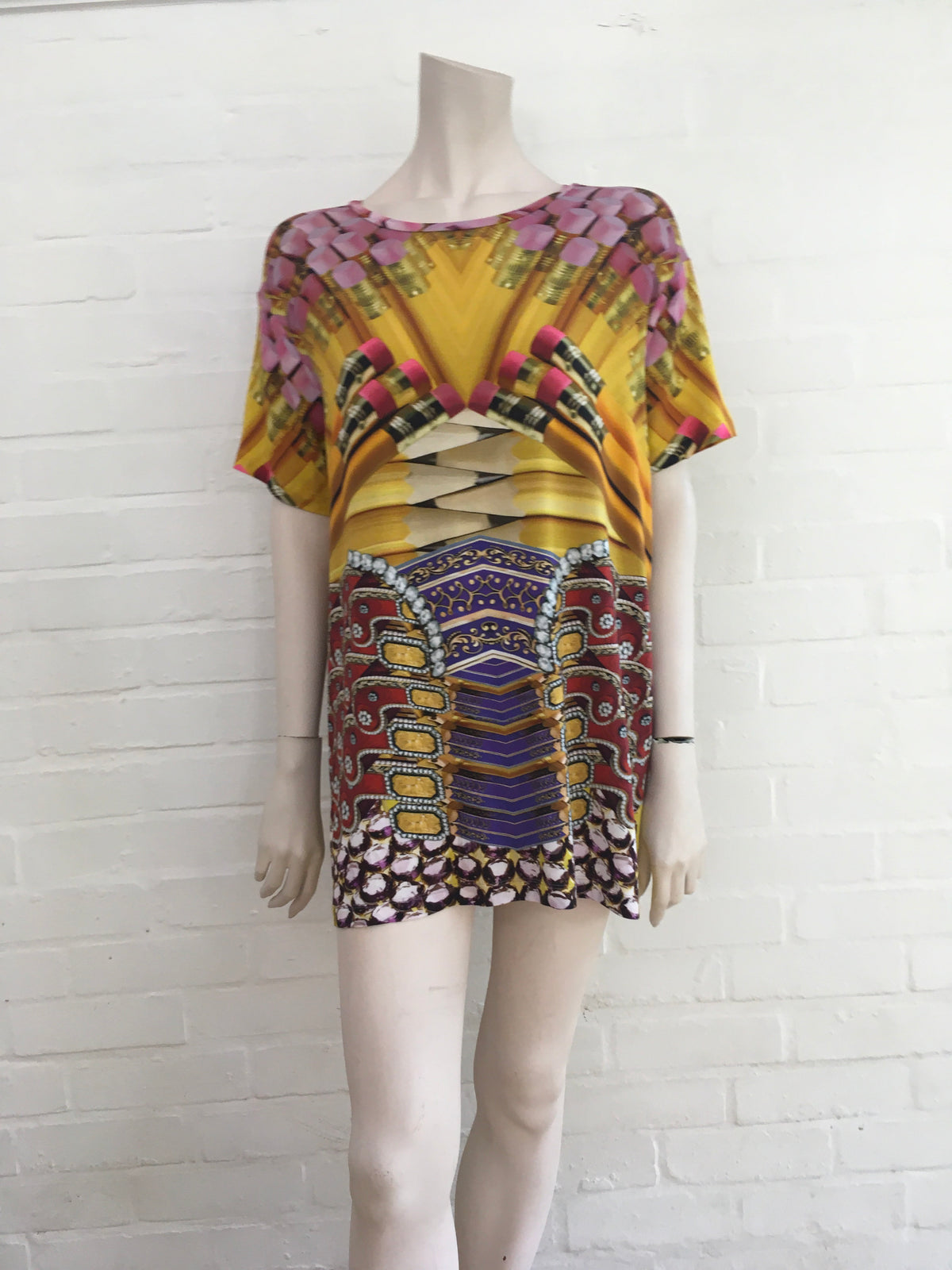 MARY KATRANTZOU Runaway Pencils Printed Short Sleeve T-shirt Size M medium ladies