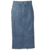 Alexander McQueen patched denim jeans mid length midi skirt Size I 42 UK 10 US 6 ladies