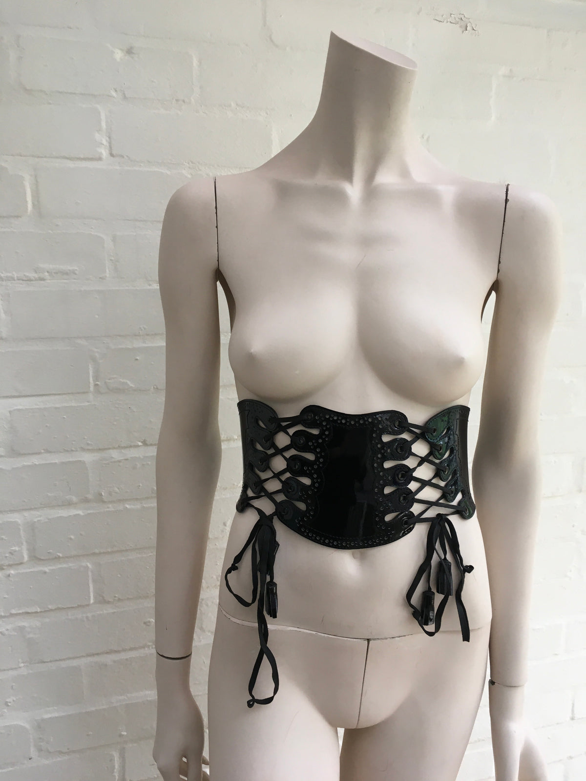 JEAN PAUL GAULTIER patent leather bondage corset belt ladies
