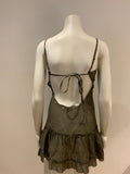 Warehouse khaki embroidered sleeveless dress Size S small LADIES