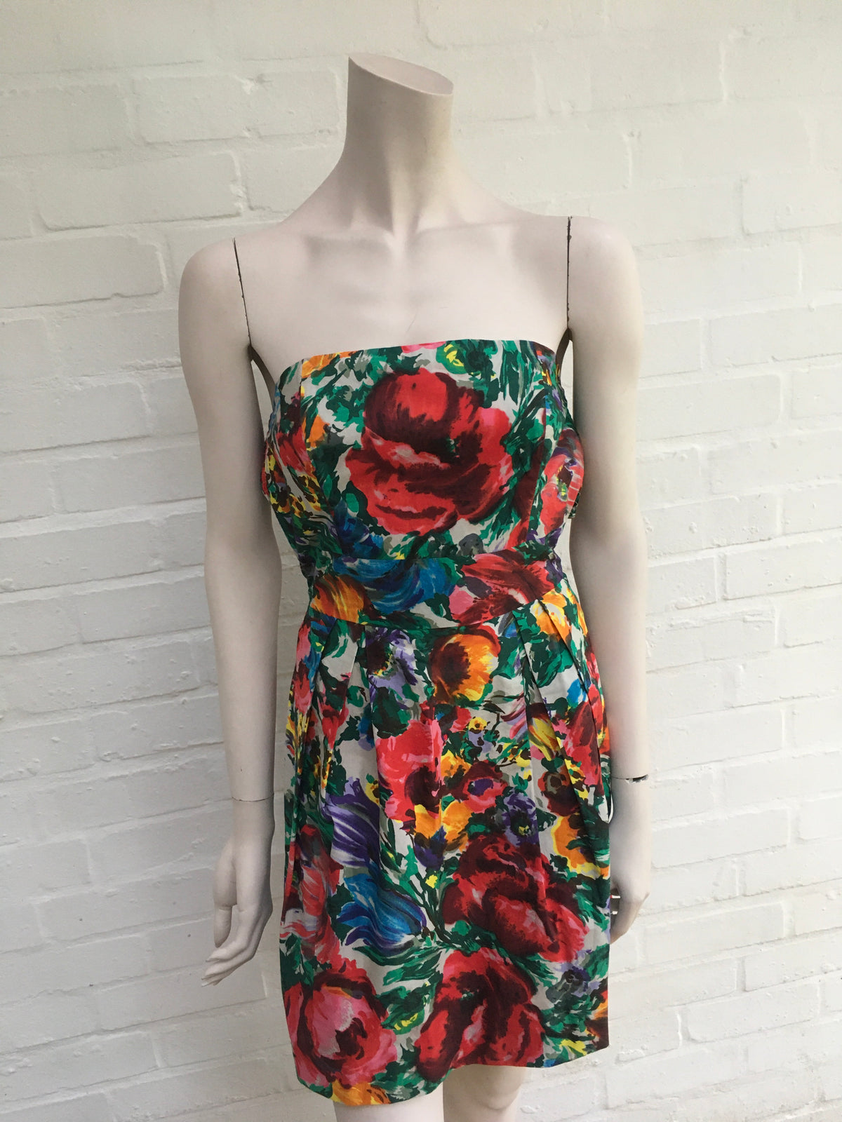 Dolce & Gabbana Floral-print cotton strapless mini dress Size I 40 Ladies