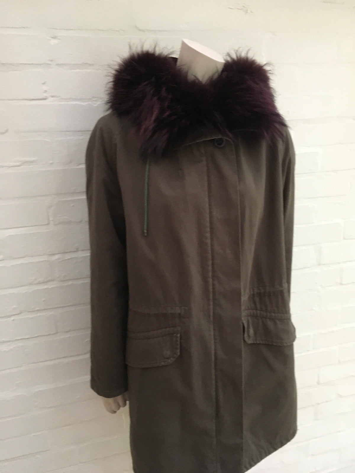 Yves Salomon Army Collection natural raccoon rabbit fur short jacket Sz F 34 XS Ladies