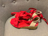 Ralph Lauren LAUREN Hollie Red Canvas Wedge Espadrilles Size 9.5 UK 6.5 39.5 ladies