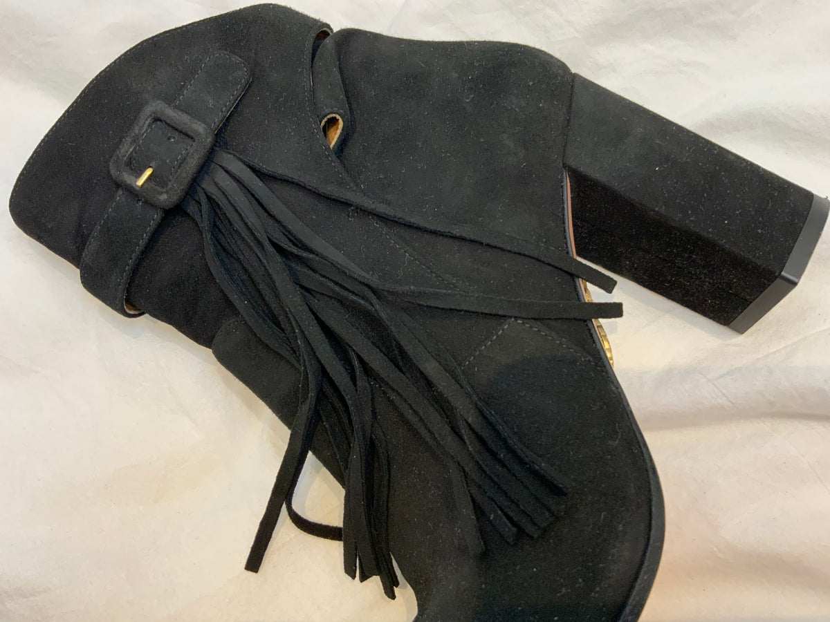 Aquazzura Suede Leather Tassel Boots Size 37.5 US 7.6 UK 4.5 ladies