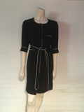 GANNI Women's Black Belted Shirt Dress With Contrast Piping Dress S SMALL Ladies