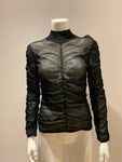 & Other Stories Fitted Rauched Seethrou Sheemer Black Top Pullover Size M ladies