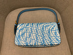 FENDI X Sarah Coleman Glazed Canvas FF Vertigo Baguette 1997 Cyber Blue Bag ladies
