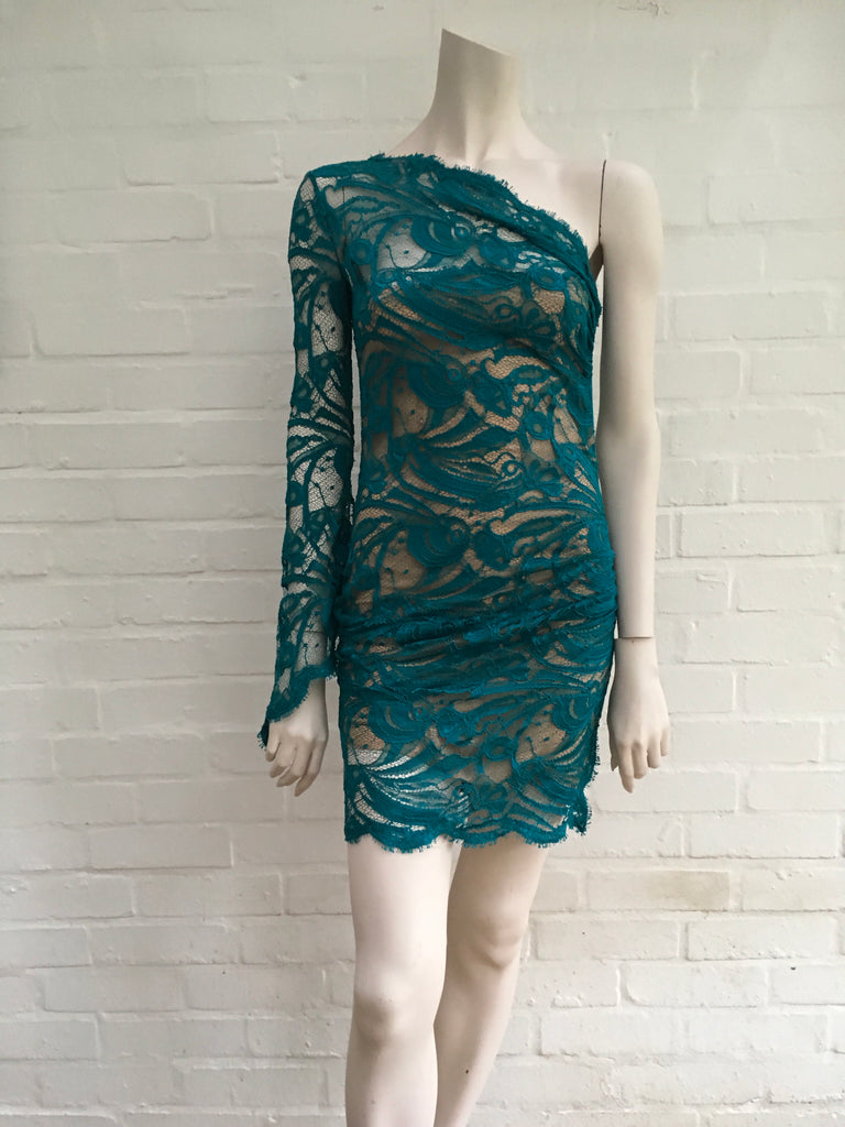 emilio pucci one shoulder lace dress Emilio Pucci Resort 2011 Burgundy One Shoulder Lace Mini Dress THE WAY WE WORE