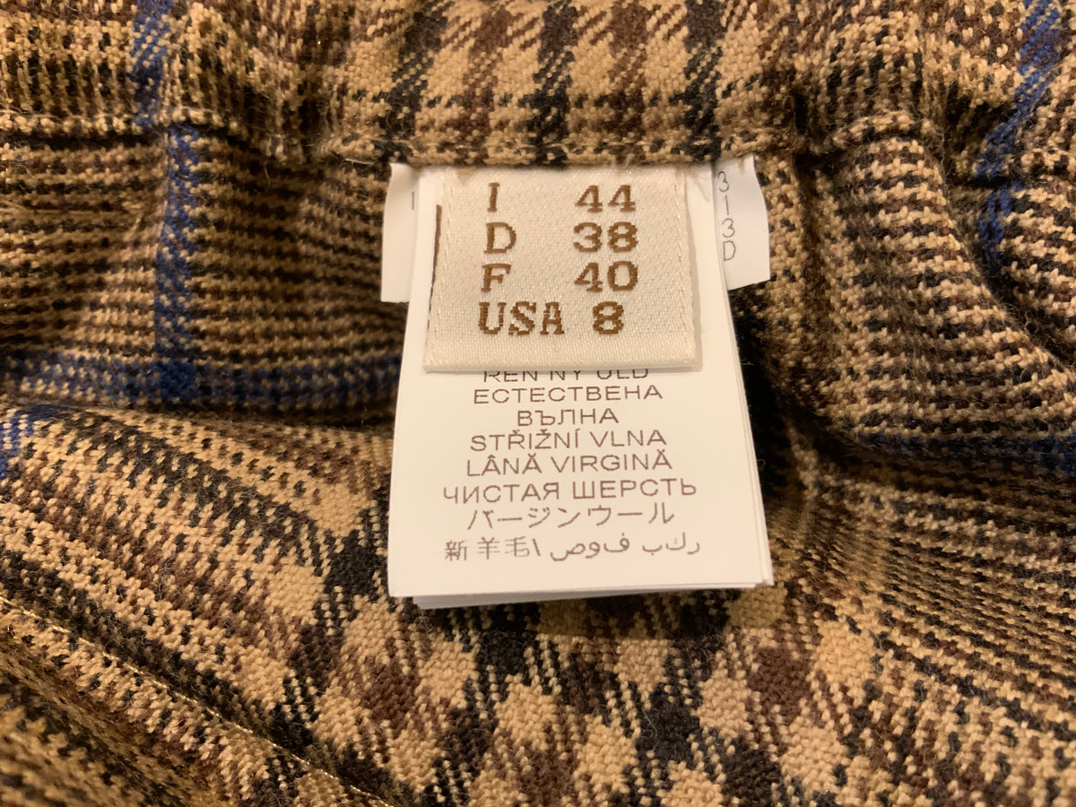 Brunello Cucinelli Paperbag trousers with plaid pattern and leather knotted belt ladies
