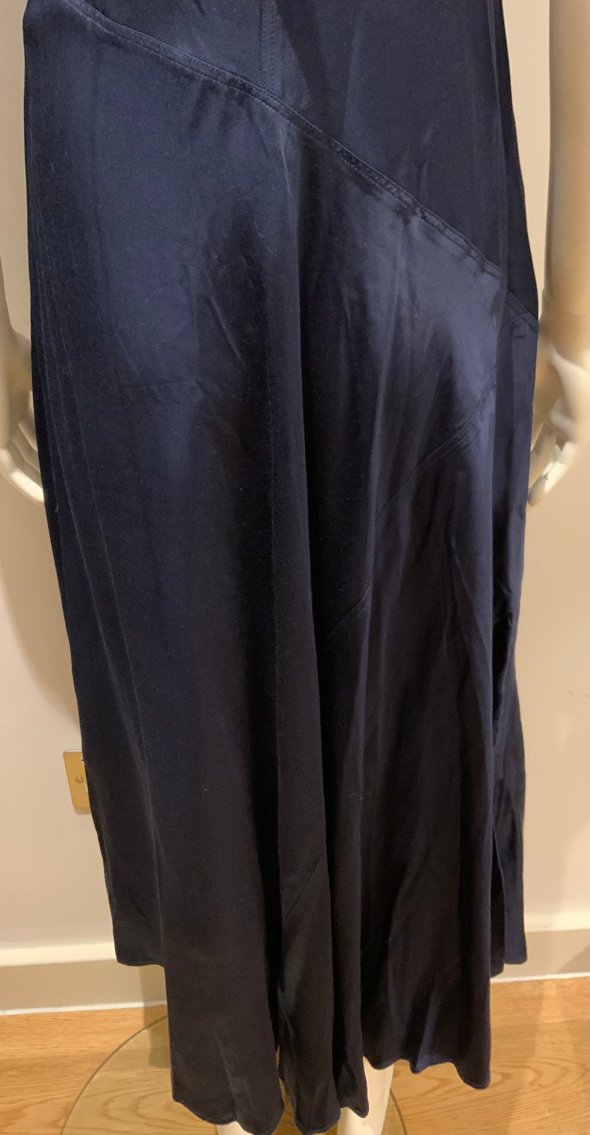 RALPH LAUREN Polo STRAPLESS NAVY SLIP SATIN DRESS US 4 UK 8 S small ladies