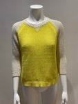 Essentiel Antwerp Cotton Yellow Crochet Knit Jumper Sweater Size S Small ladies